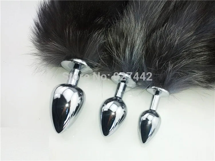 Three in set Fox Tail Anal Plug Metal butt plug Sex Toys For Men and Women Adult product