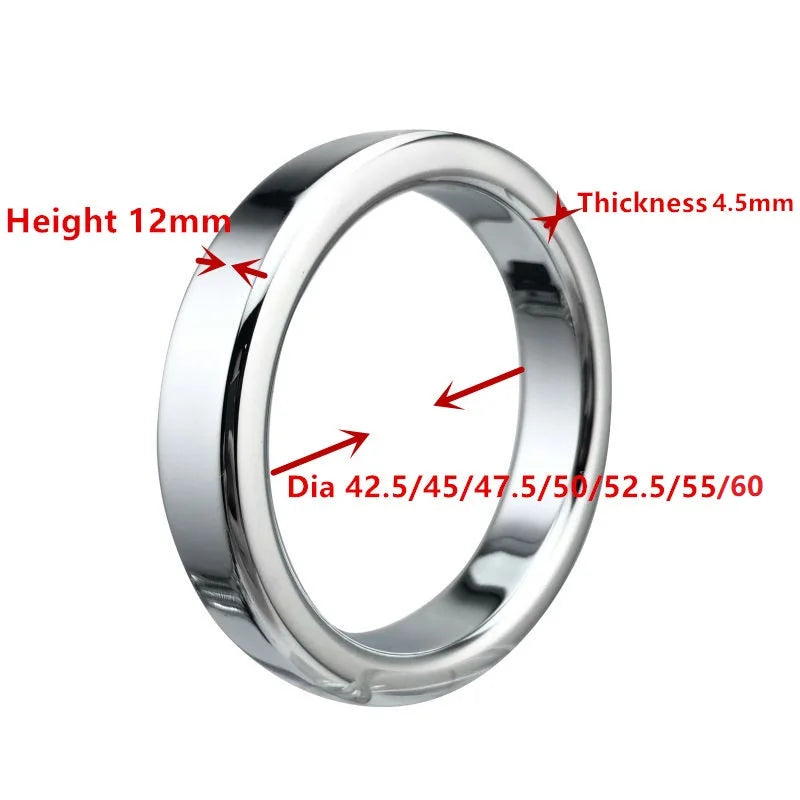 Top quality large size male stainless steel heavy metal penis lock cock ring ball stretcher BDSM erection sex toy for man