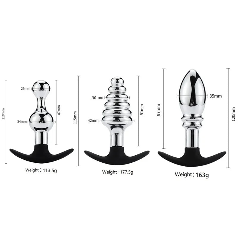 Underwear outdoor large size  metal  silicone anal beads butt plug dildo vaginal g spot SM insert sex toy for men women