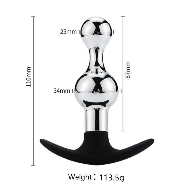 Underwear outdoor large size  metal  silicone anal beads butt plug dildo vaginal g spot SM insert sex toy for men women