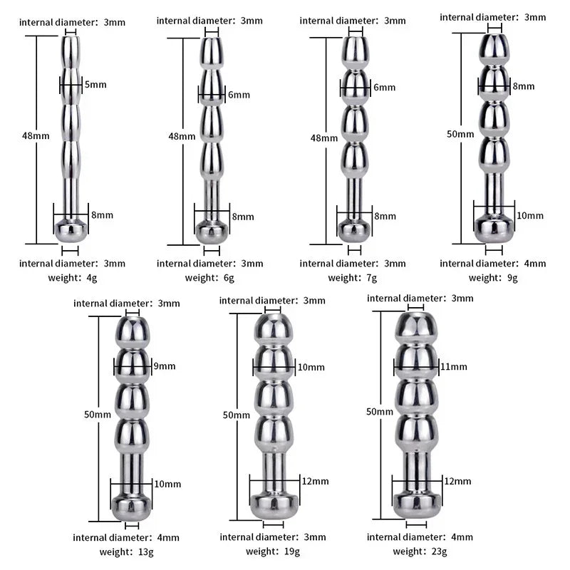 Urethral Dilatation Matel Catheters Anal Beads For Male Sex Toy Butt Plug 5/6/7/8/9/10/mm Penis Stimulation Horse Eye Stick