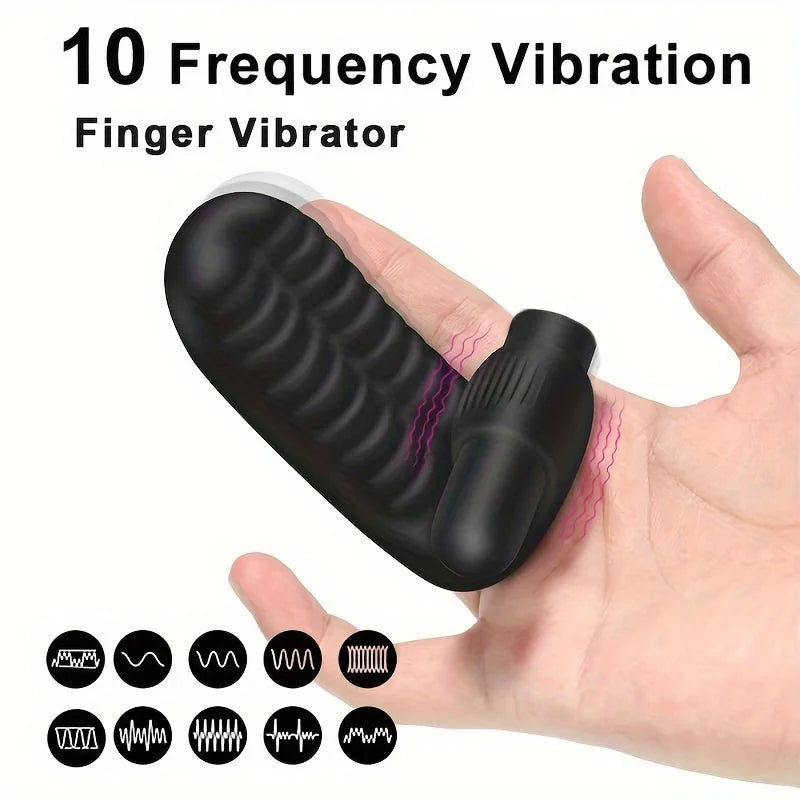 Vagina Finger Vibrating 10 Modes Finger Sleeves Erogenous Waterproof Stimulation Masturbating Silicone Case Sex Toys for Men 18