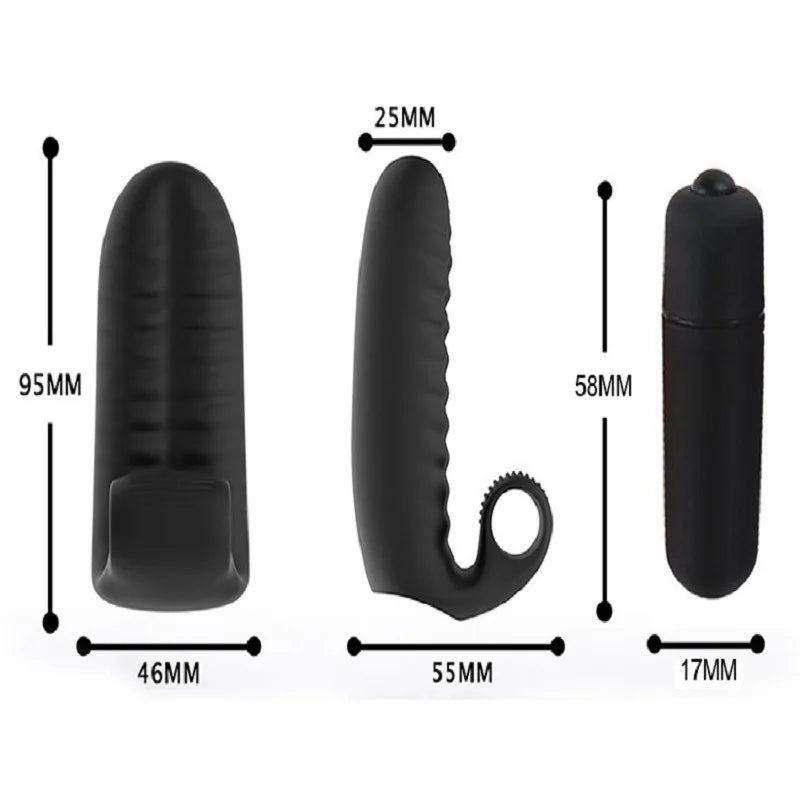 Vagina Finger Vibrating 10 Modes Finger Sleeves Erogenous Waterproof Stimulation Masturbating Silicone Case Sex Toys for Men 18