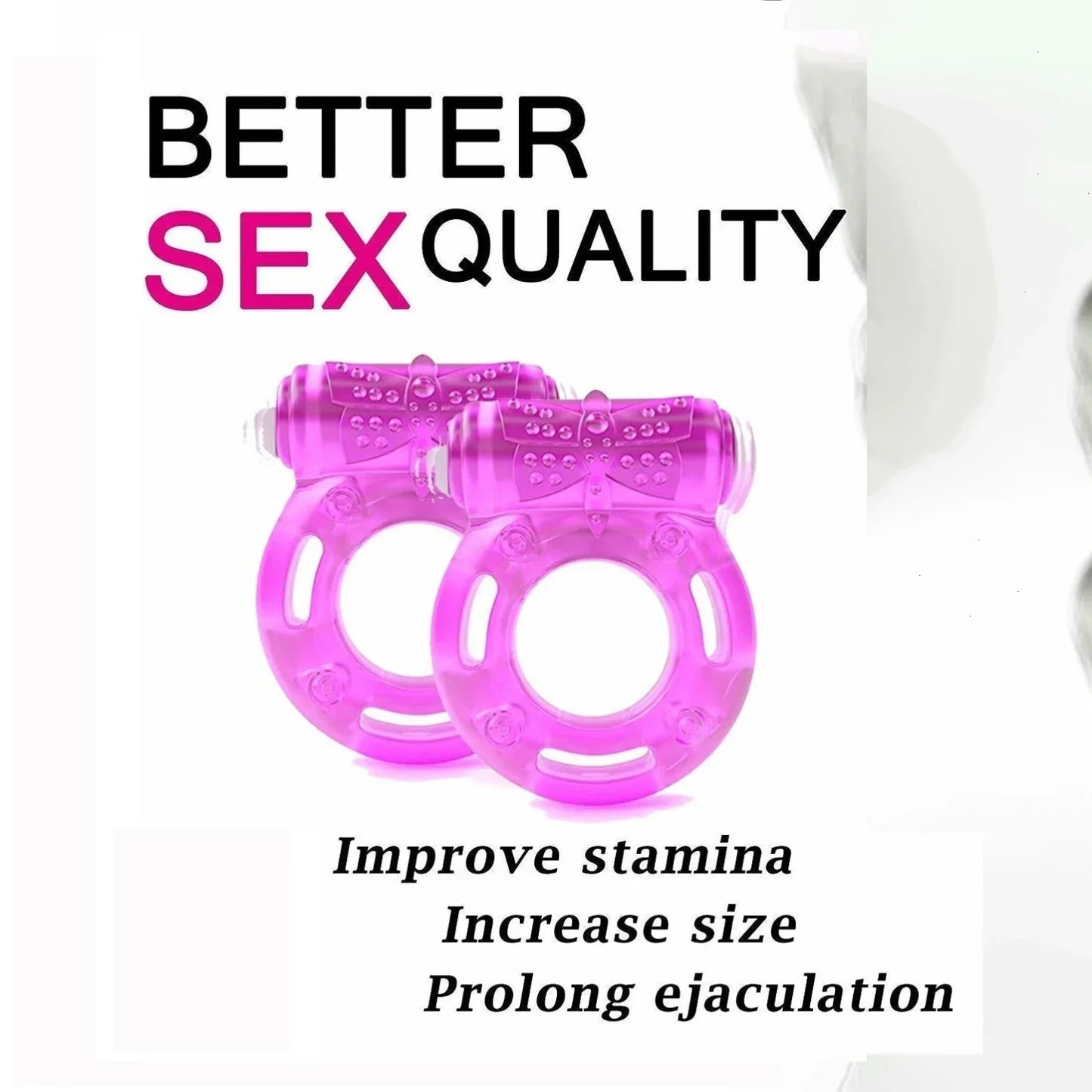 Vibrating Clitoral Stimulator Strong Penis Erect Cock Ring Cage Erection Enhance Sex Ability Product Sex Toys For Men Couple