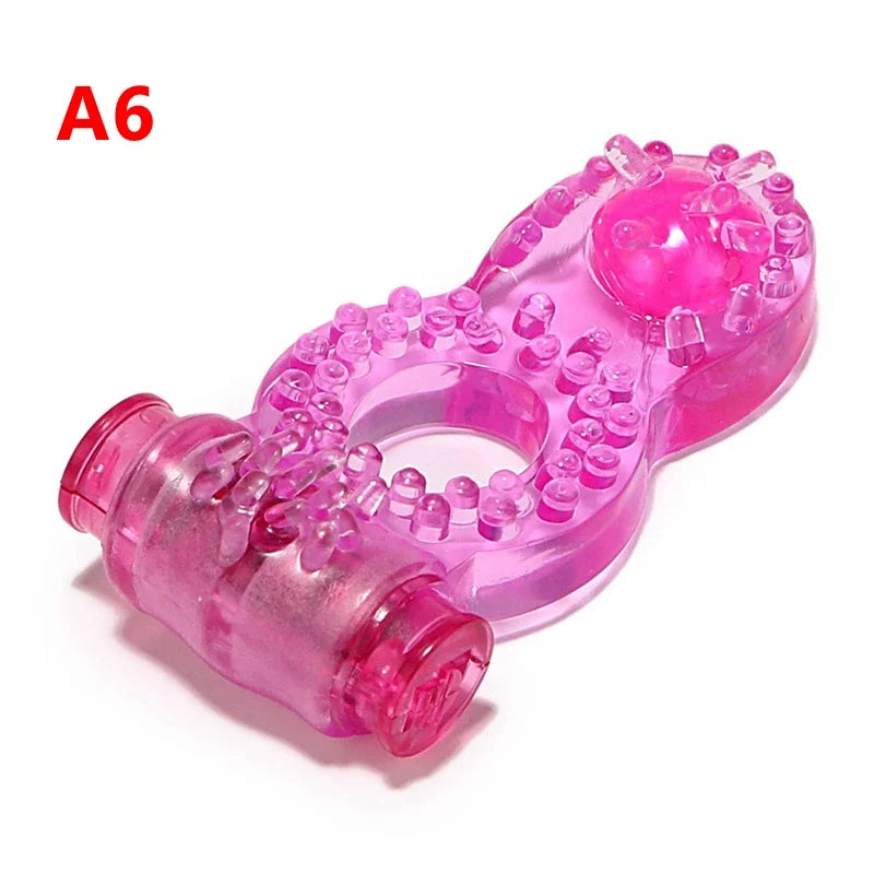 Vibrating Cock Ring With Tongue Clitoral Stimulator Raised Nodules Anal Beads For Couple Play Adult Sex Toys Penis Ring Wearable