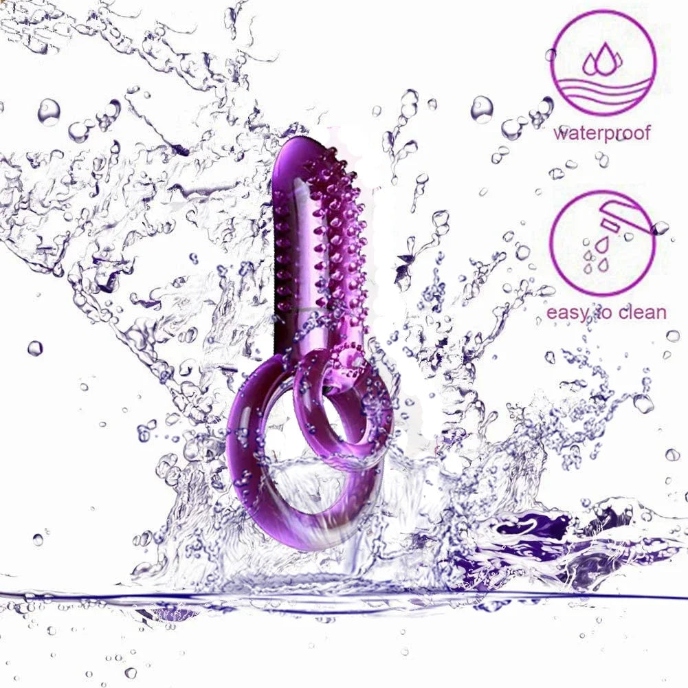 Vibrating Cock Ring With Tongue Clitoral Stimulator Raised Nodules Anal Beads For Couple Play Adult Sex Toys Penis Ring Wearable