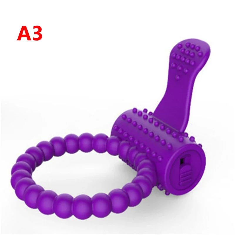 Vibrating Cock Ring With Tongue Clitoral Stimulator Raised Nodules Anal Beads For Couple Play Adult Sex Toys Penis Ring Wearable