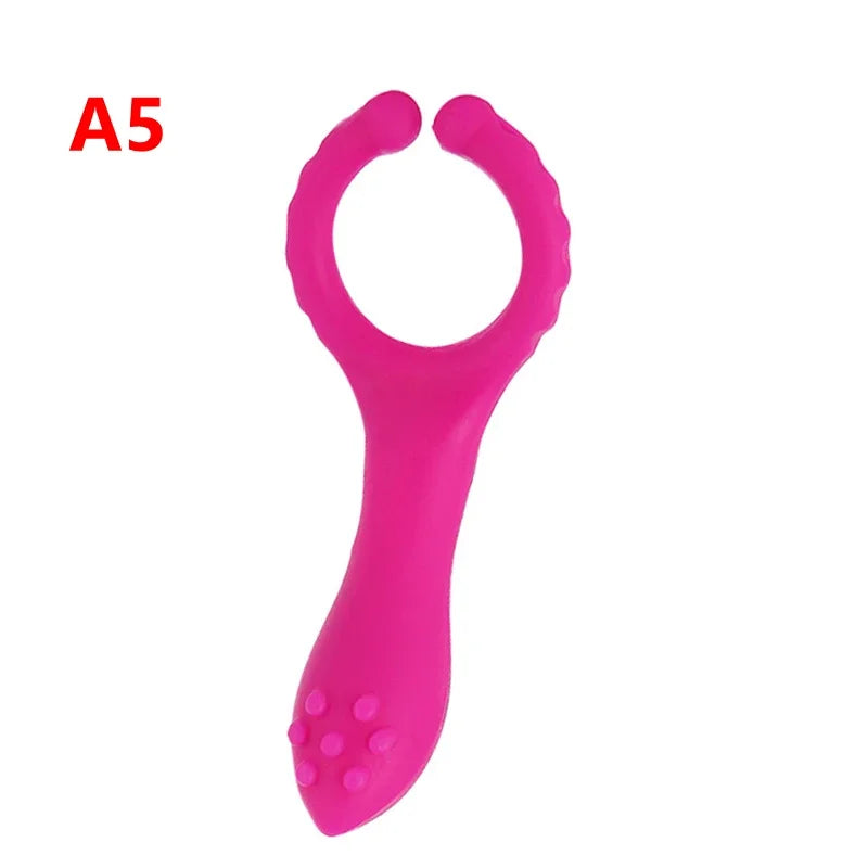 Vibrating Cock Ring With Tongue Clitoral Stimulator Raised Nodules Anal Beads For Couple Play Adult Sex Toys Penis Ring Wearable