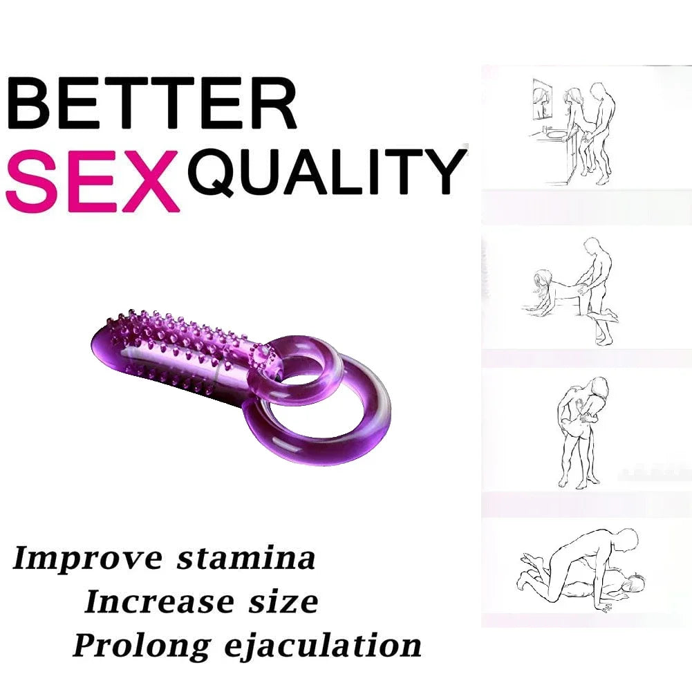 Vibrating Cock Ring With Tongue Clitoral Stimulator Raised Nodules Anal Beads For Couple Play Adult Sex Toys Penis Ring Wearable