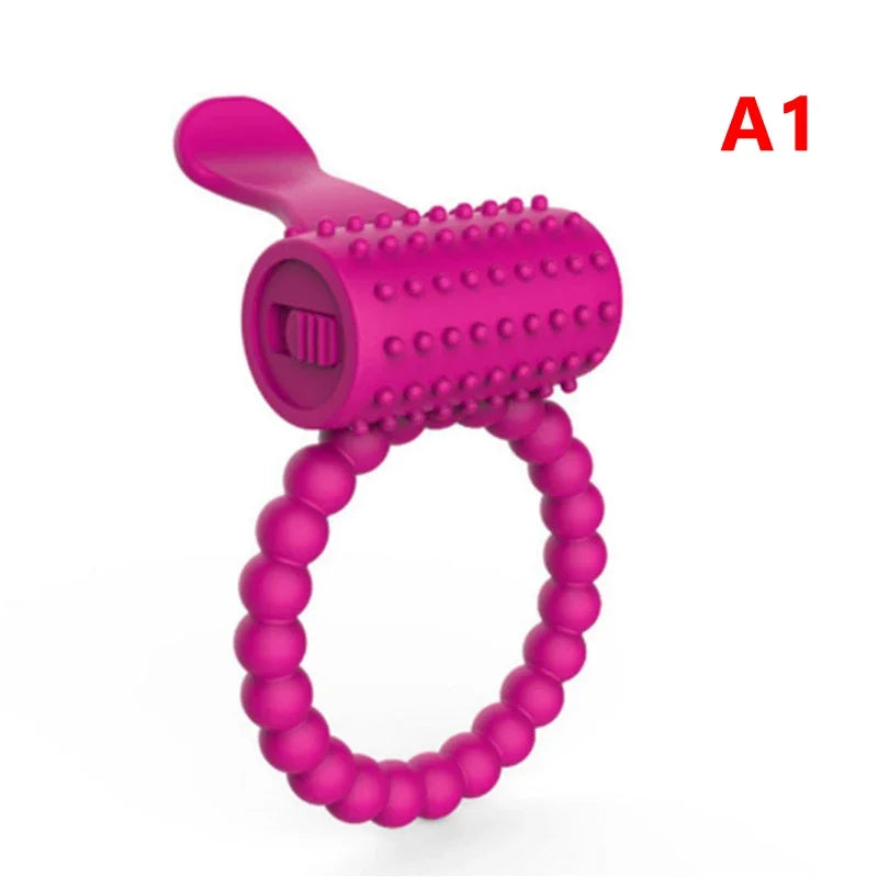 Vibrating Cock Ring With Tongue Clitoral Stimulator Raised Nodules Anal Beads For Couple Play Adult Sex Toys Penis Ring Wearable