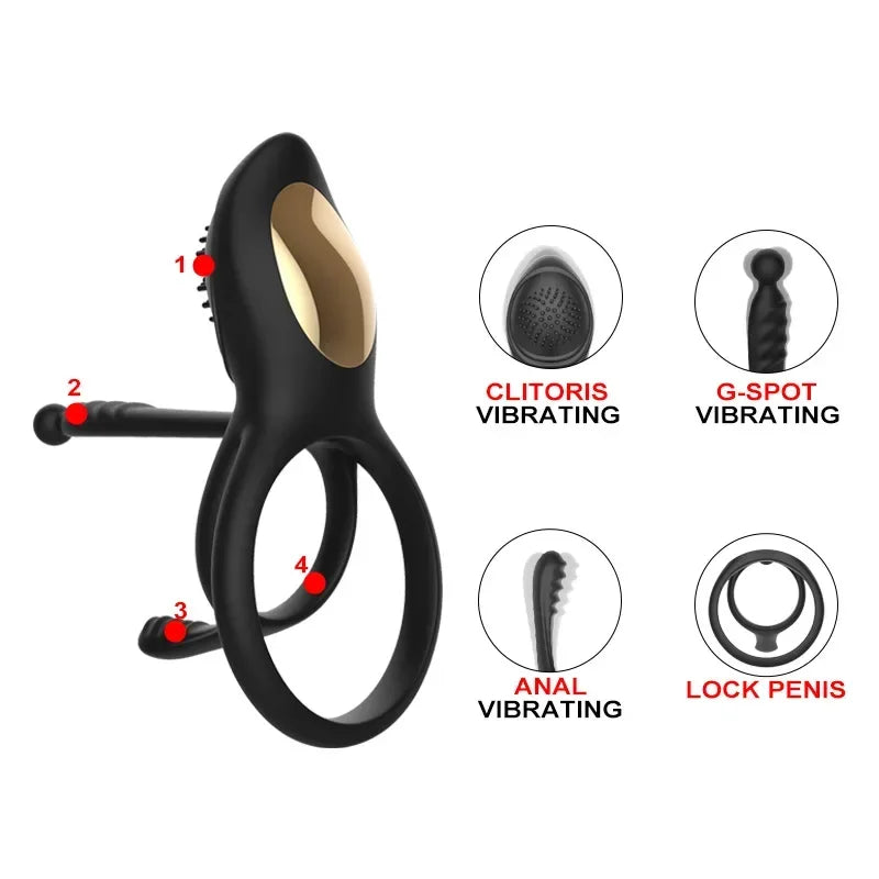 Vibrating Cockring Couple Vibrator with Dual Motor Wireless Cock Penis Ring Adult Sexy Toys For Men Delay Ejaculation Penisring