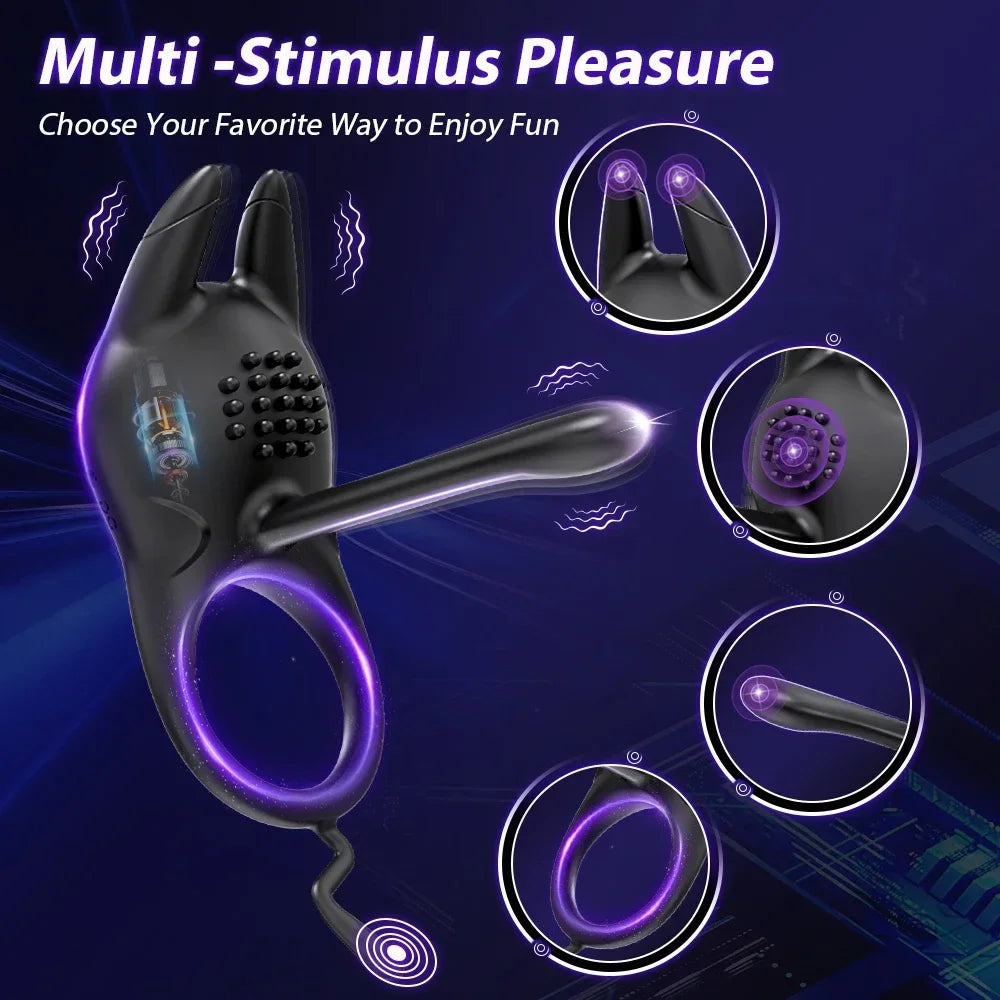 Vibrating Penis Ring for Men Delay Ejaculation Cock Ring Male Penis Massager Clitoral G Spot Stimulation Sex Toys for Couples