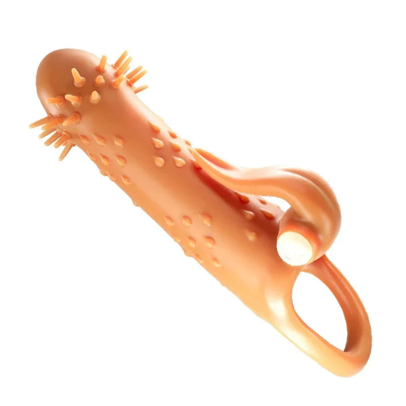 Vibrator Penis Sleeve Extender Large Reusable Penis Condom Delay Ejaculation G Point Massage Sex Toy for Men Cock Enlarger