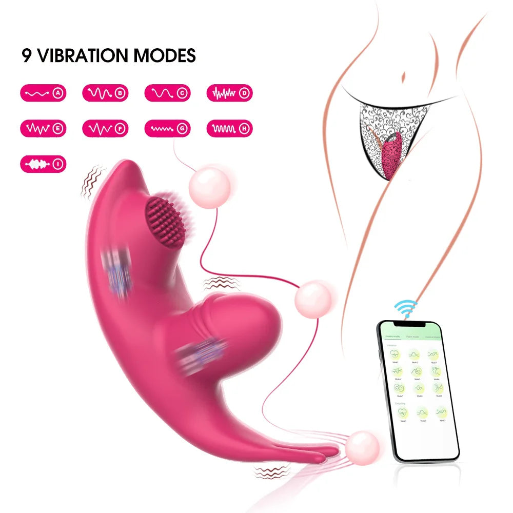 Wear Mini Vibrator for Women Lick Panties Clitoris Stimulator Remote Control App Bluetooth Vibrators for Female Adults Sex Toys