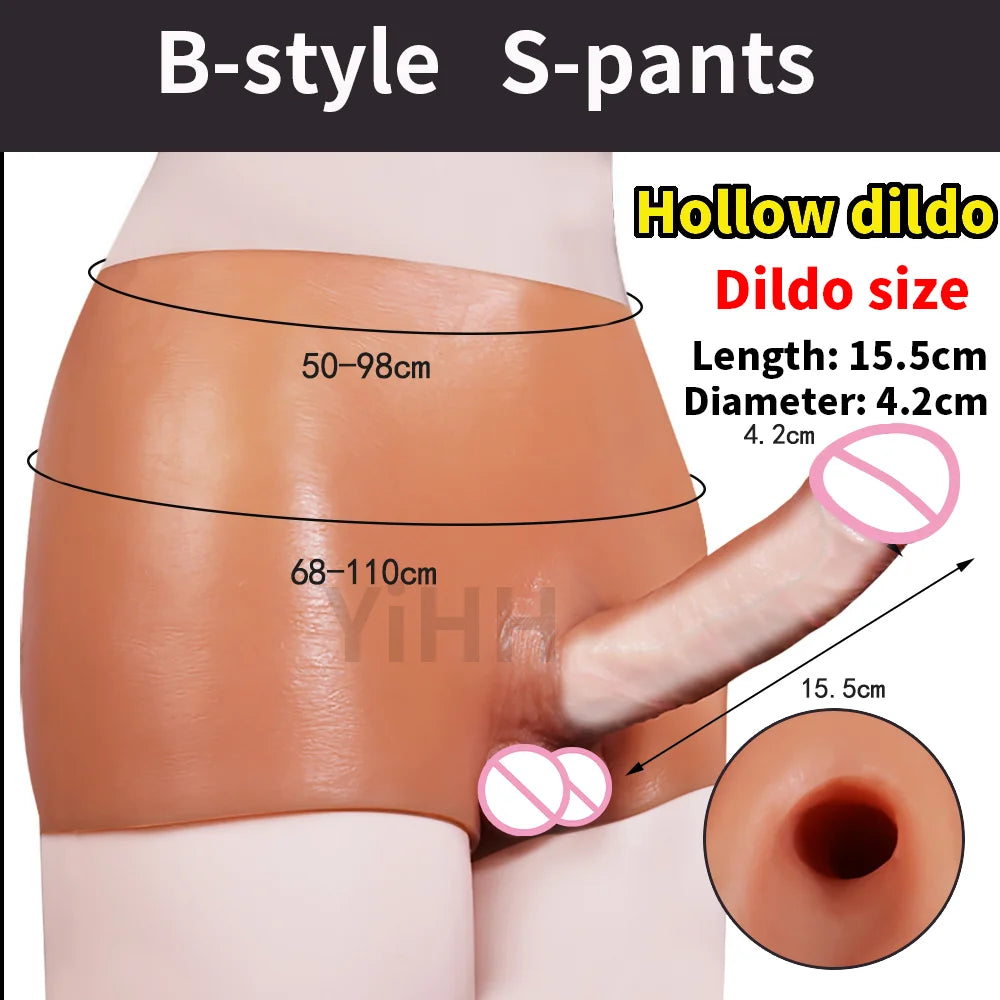 Wearable Penis Silicone Pants Realistic Solid Hollow Dildo Lesbian Strap-on Dildo Underwear Sex Toys For Women Men Tools 18