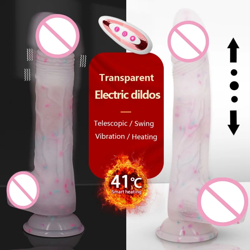 Wireless Vibrator Telescopic Dildos For Women Huge and Small Dildo Vibrador Heating jelly Dick Realistic Black Penis sex toys