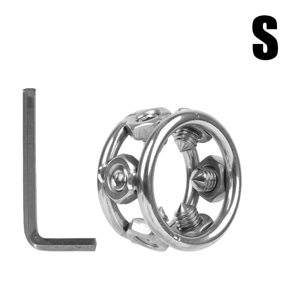 With Rivet Penis Ring for Men Cock Extender Delay Lock Penis Enlarger Exerciser Chastity Cage Stainless Steel Sex Toys Adults 18