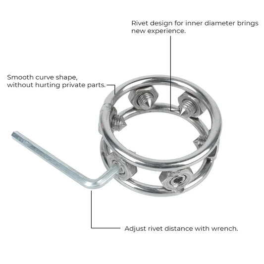 With Rivet Penis Ring for Men Cock Extender Delay Lock Penis Enlarger Exerciser Chastity Cage Stainless Steel Sex Toys Adults 18