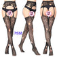 Women Black Stockings With Belt Set High Fishnet Tights Erotic Lingerie Sexy Pantyhose Floral Print Long Mesh Lace Stocking