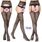 Women Black Stockings With Belt Set High Fishnet Tights Erotic Lingerie Sexy Pantyhose Floral Print Long Mesh Lace Stocking