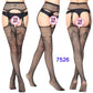 Women Black Stockings With Belt Set High Fishnet Tights Erotic Lingerie Sexy Pantyhose Floral Print Long Mesh Lace Stocking