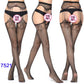 Women Black Stockings With Belt Set High Fishnet Tights Erotic Lingerie Sexy Pantyhose Floral Print Long Mesh Lace Stocking