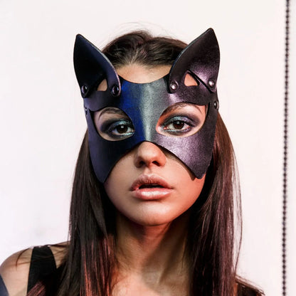 Women Sexy Leather Masks Blindfold Gothic Cosplay Fashion Mask Halloween Carnival Party Masquerade Ball Fancy Mask Accessories