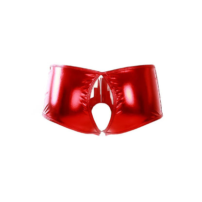 Women Underwear Lingerie Crotch Open Panties Wetlook Faux Leather Wet Look Crotchless Sexy Chastity Brief Shiny Underwear Pants