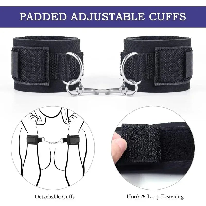 Wrist To Thigh Bondage Restraints Kit BDSM Adjustable Bed Sex Restraints Cuffs for Men Erotic SM Bondage for Adult Sex Toys