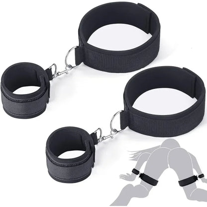 Wrist To Thigh Bondage Restraints Kit BDSM Adjustable Bed Sex Restraints Cuffs for Men Erotic SM Bondage for Adult Sex Toys