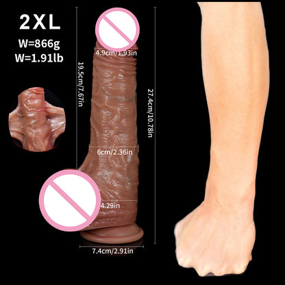 XL-XXL Huge Realistic Dildos For Women Skin Sliding Female Vagina Masturbator Sex Toys Realistic Penis Big Dick Black/Flesh