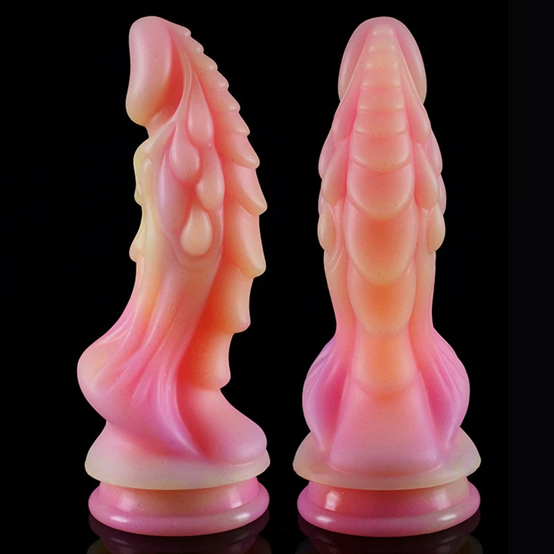 YiHH Colourful Glowing Dragon Dildo Anal Toys Butt Plug Luminous Dildo with Suction Cup Anal Sex Toys for Women Men Sex Products