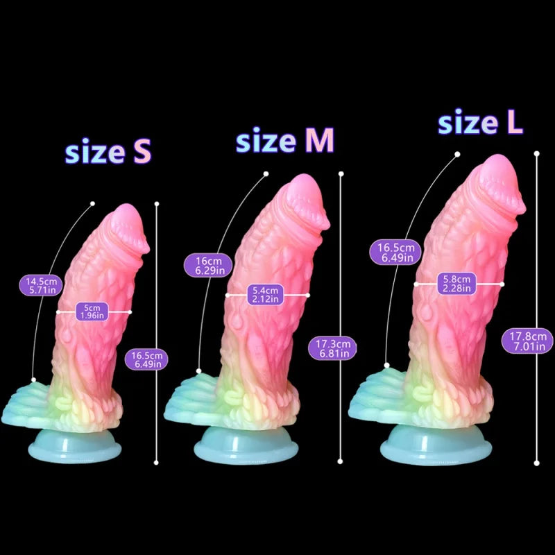 YiHH Luminous Dildo Monster Penis Anal Sex Toys For Men Women Female Masturbation Silicone Butt Plug Sex Tools For Adults 18