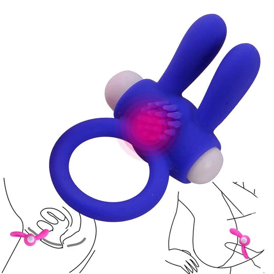 durable rabbit penis ring vibrator cock cage cockring clitoris massager vibrating masturbation Cocking delay ejaculation sex toy