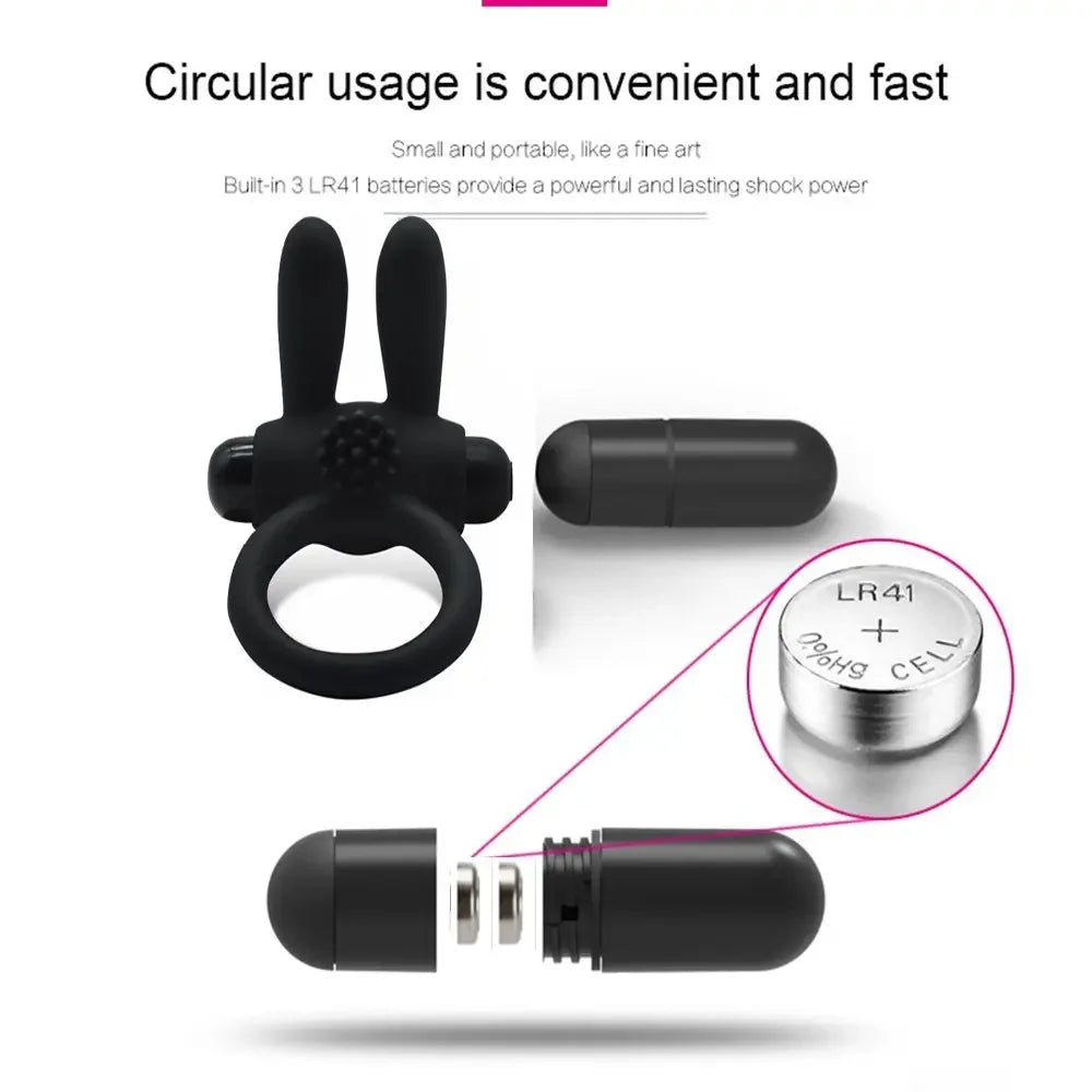 durable rabbit penis ring vibrator cock cage cockring clitoris massager vibrating masturbation Cocking delay ejaculation sex toy