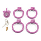 plastic flat short cock ring negative chastity cage device with 4 ring for male