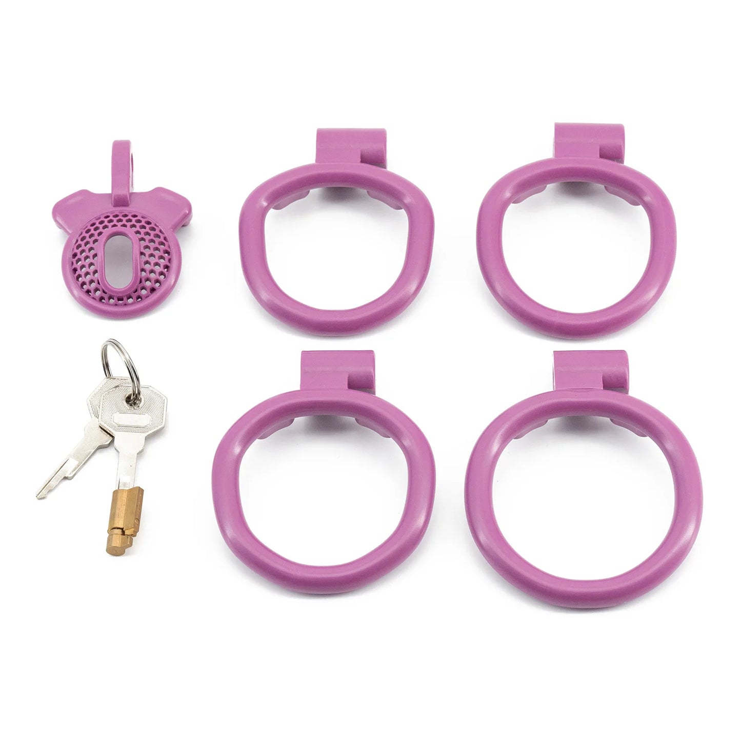 plastic flat short cock ring negative chastity cage device with 4 ring for male