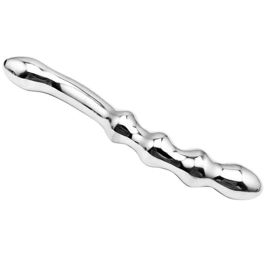 stainless steel double metal fake dildo G Spot  anal beads plug P-spot prostate massager stick SM vaginal sex toy for woman