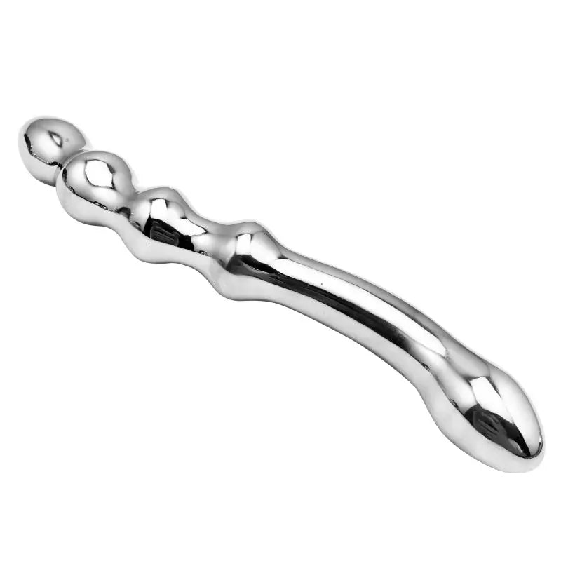 stainless steel double metal fake dildo G Spot  anal beads plug P-spot prostate massager stick SM vaginal sex toy for woman