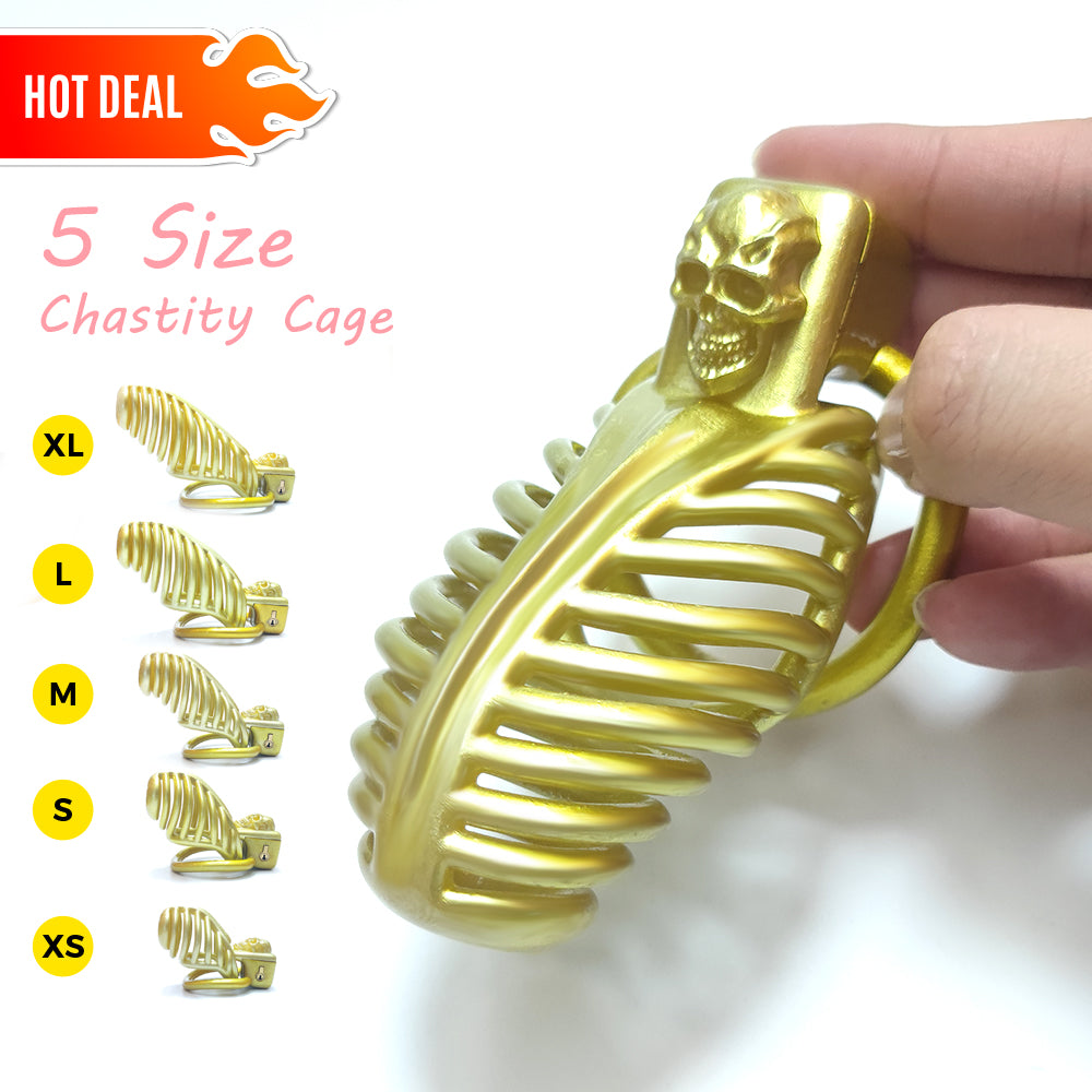 Golden Breathable Chastity Cage New Mamba Y