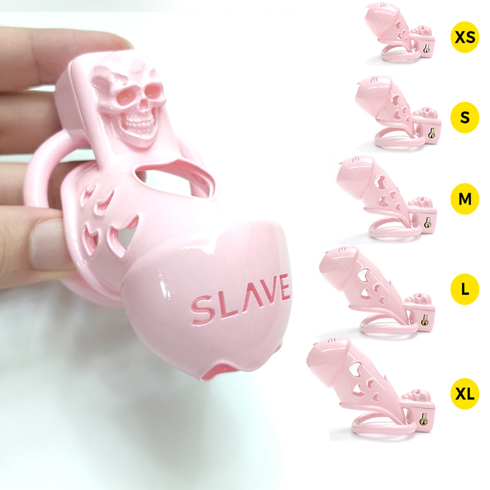 Pink Skull Cock Cage Slave Chastity Cage