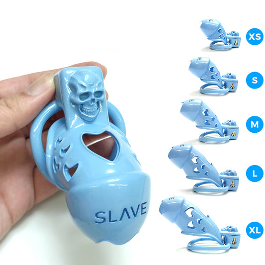 Blue Skull Slave Chastity Devices Cage