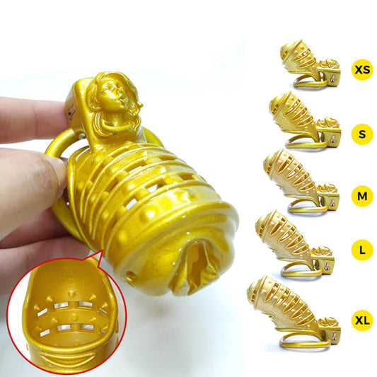 Golden Spiked BDSM Pussy Vaginal Chastity Devices