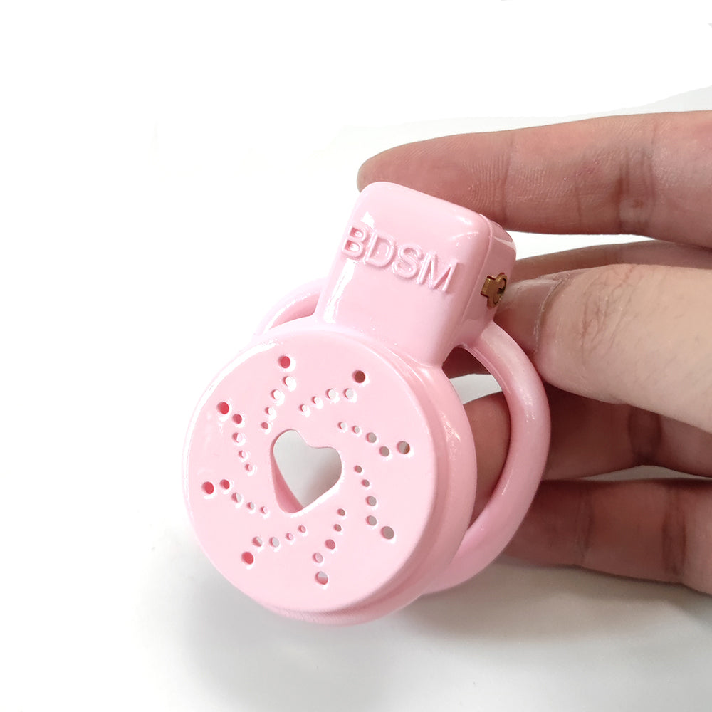 Pink Love Heart Cock Cage Ultra Small Chastity Devices