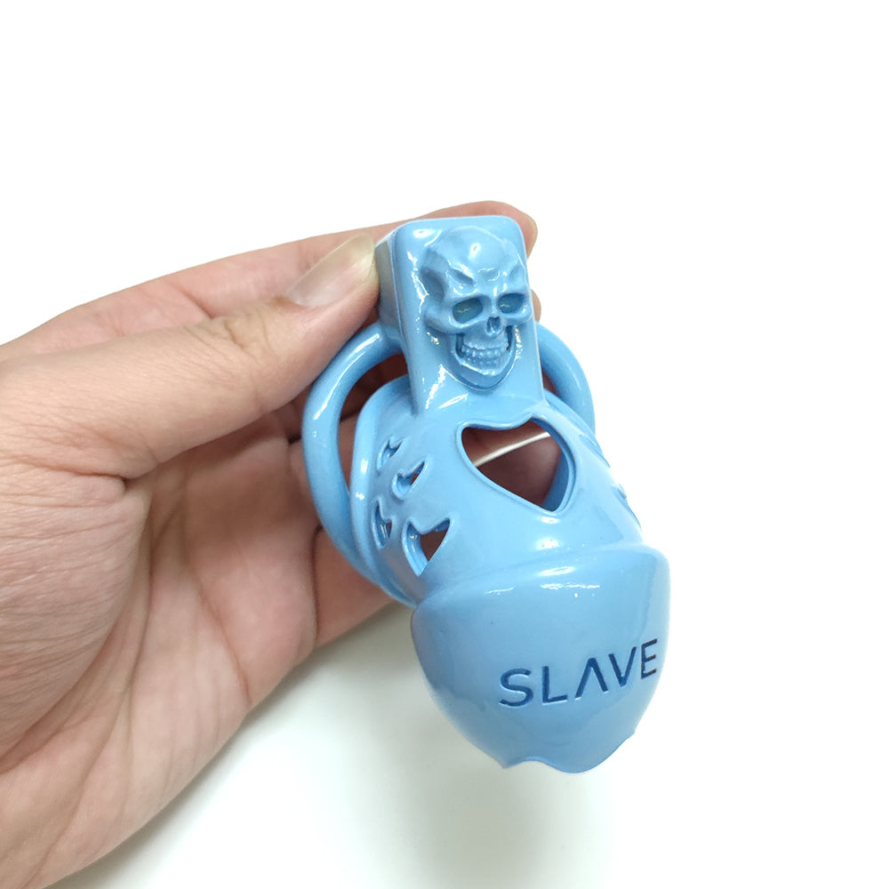 Blue Skull Slave Chastity Devices Cage