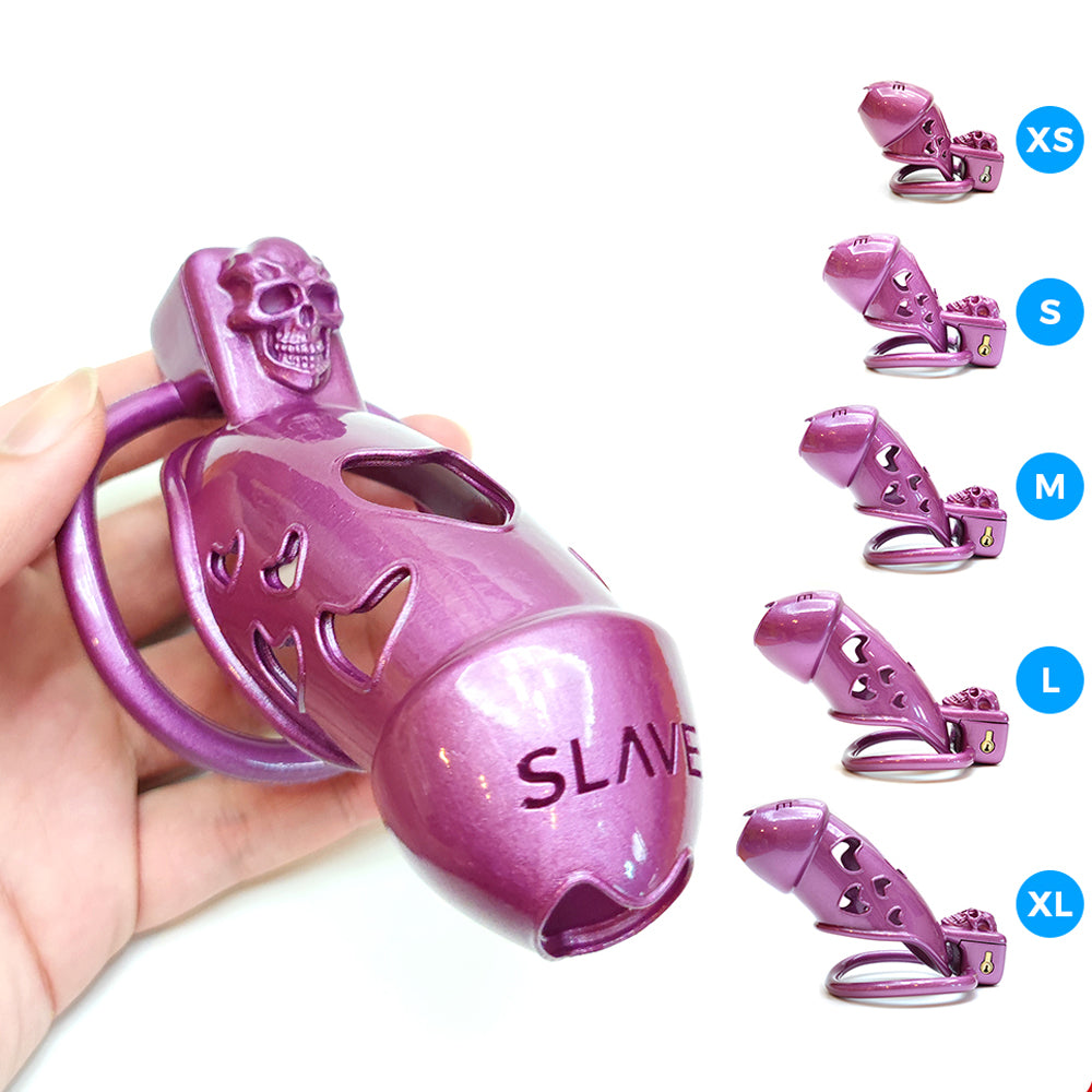 Purple Skull Cock Cage Slave Chastity Cage