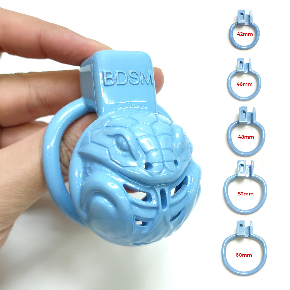 Blue BDSM Small Chastity Devices Snake Cock Cage