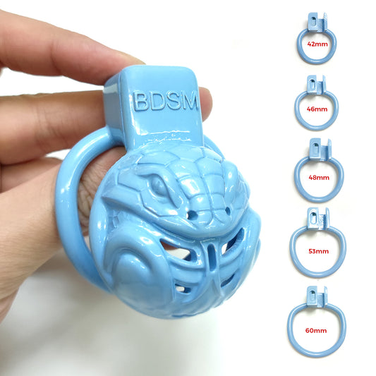 Blue BDSM Small Chastity Devices Snake Cock Cage