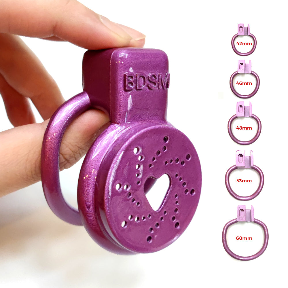 Purple Heart Flat Male Chastity Cage