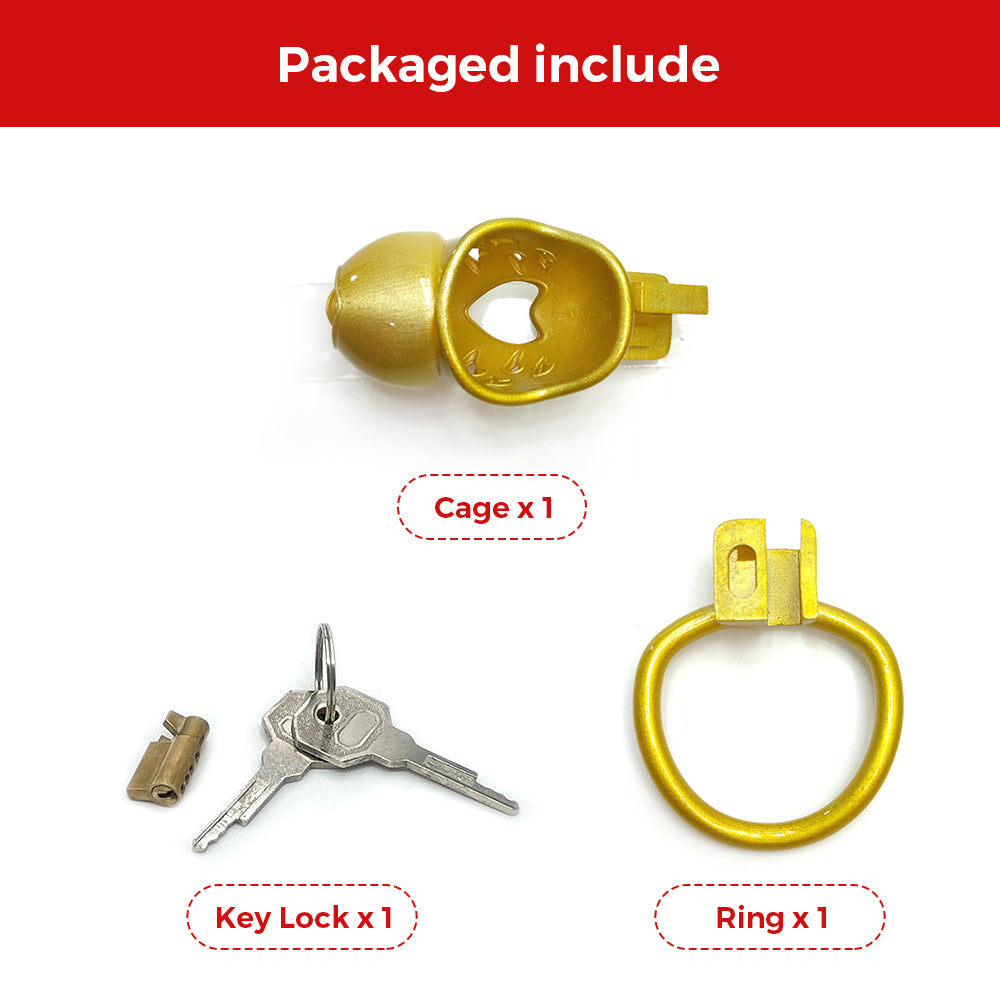 Golden Skull Cock Cage Slave Chastity Cage